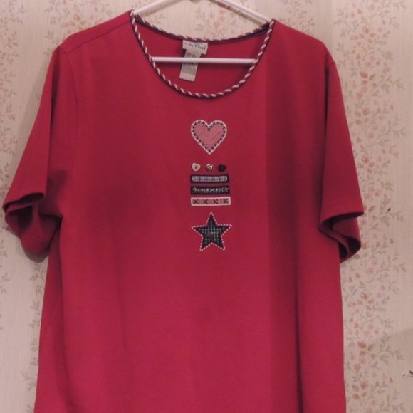 top red fill's like a thick soft sweater cotton and polyester made by koret City - Picture 1 of 5